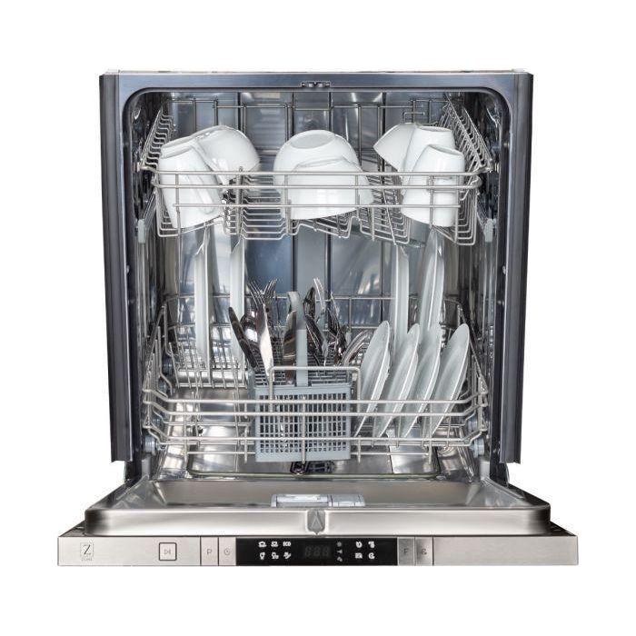 ZLINE 24 in. Top Control Dishwasher In DuraSnow Finished Stainless Steel with Traditional Handle DW-SN-H-24