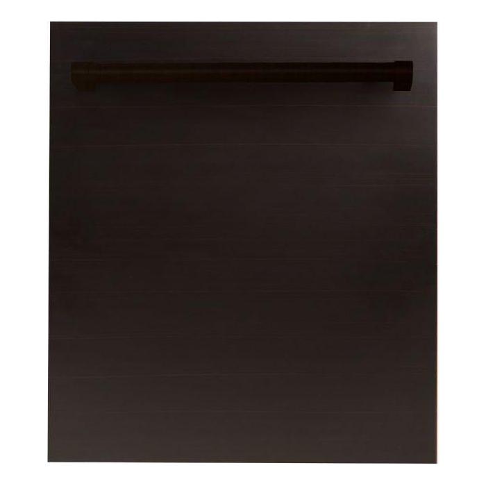 ZLINE 24 in. Top Control Dishwasher Oil-Rubbed Bronze with Stainless Steel Tub and Traditional Style Handle DW-ORB-H-24