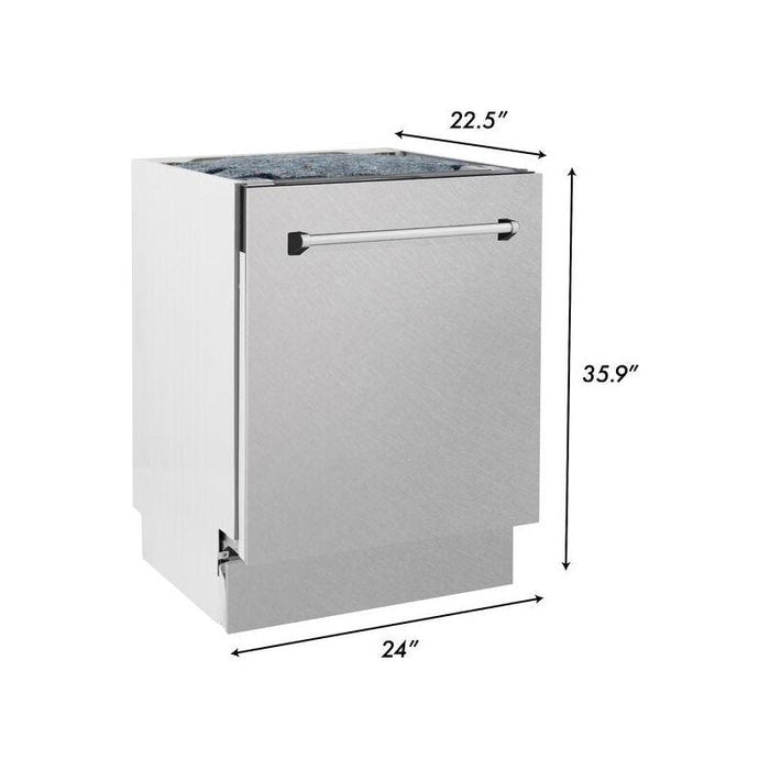 ZLINE 24 in. Top Control Tall Tub Dishwasher In DuraSnow Stainless Steel and 3rd Rack DWV-SN-24