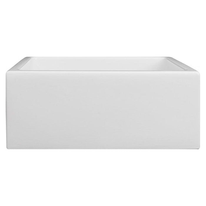 ZLINE 24 in. Venice Farmhouse Apron Front Reversible Single Bowl Fireclay Kitchen Sink with Bottom Grid in White Gloss FRC5120-WH-24