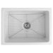 ZLINE 24 in. Venice Farmhouse Apron Front Reversible Single Bowl Fireclay Kitchen Sink with Bottom Grid in White Gloss FRC5120-WH-24