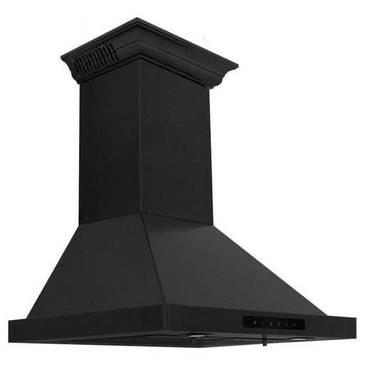 ZLINE 24 in. Wall Mount Range Hood In Black Stainless Steel with BlueTooth Crown Molding BSKBNCRN-BT-24