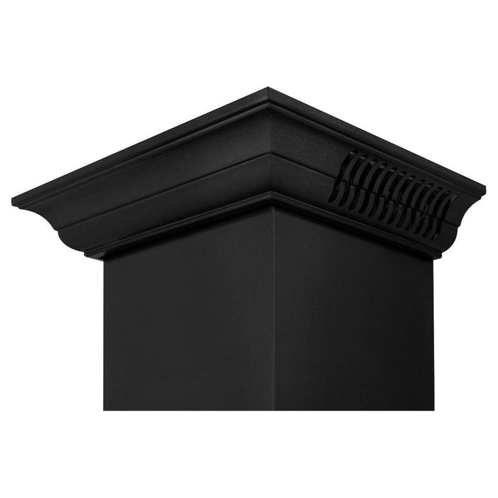 ZLINE 24 in. Wall Mount Range Hood In Black Stainless Steel with BlueTooth Crown Molding BSKBNCRN-BT-24