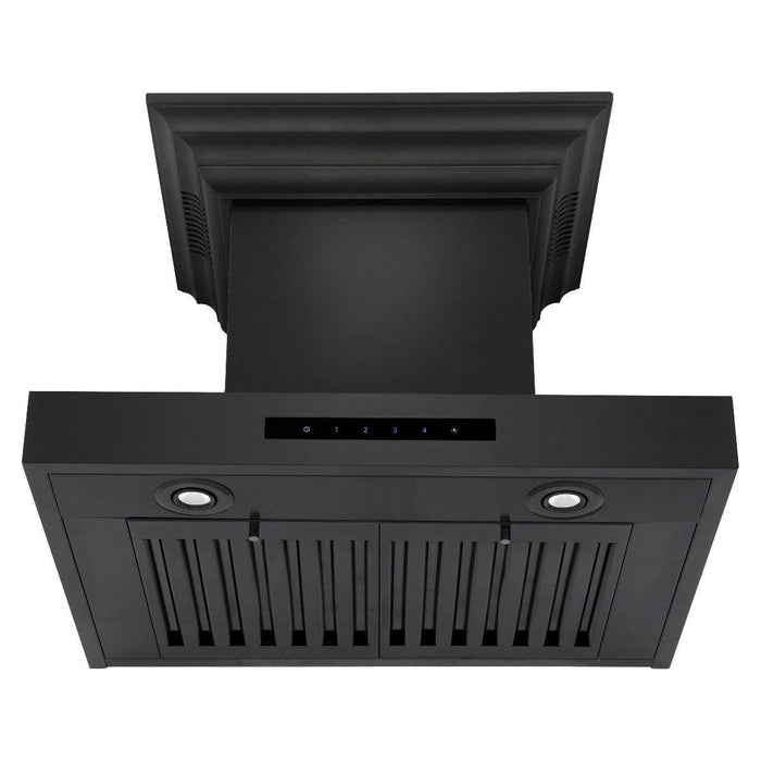 ZLINE 24 in. Wall Mount Range Hood In Black Stainless Steel with CrownSound Speakers BSKENCRN-BT-24