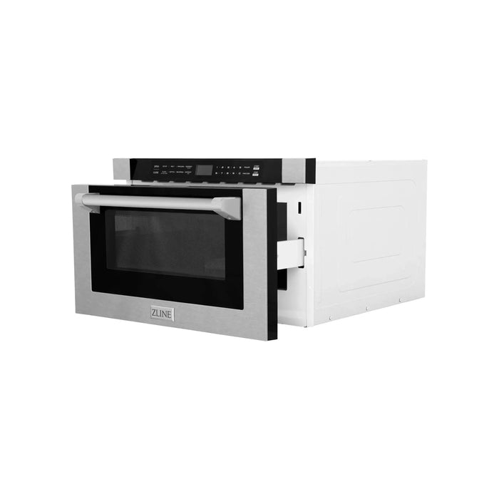 ZLINE 24-Inch 1.2 cu. ft. Built-in Microwave Drawer with a Traditional Handle in DuraSnow Stainless Steel (MWD-1-SS-H)