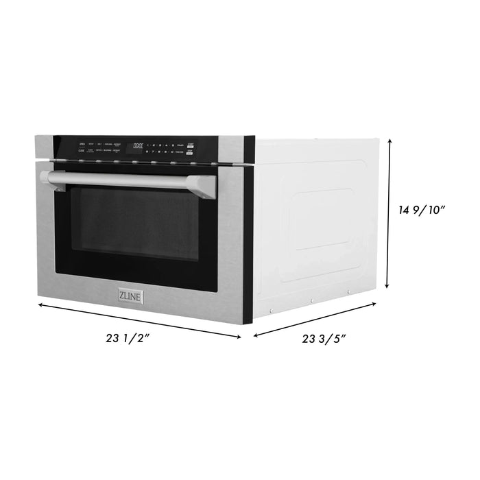 ZLINE 24-Inch 1.2 cu. ft. Built-in Microwave Drawer with a Traditional Handle in DuraSnow Stainless Steel (MWD-1-SS-H)