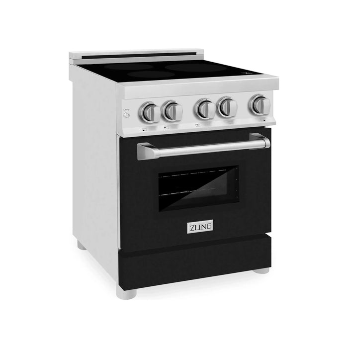 ZLINE 24 Inch 2.8 cu. ft. Induction Range with a 3 Element Stove and Electric Oven In Black Matte RAIND-BLM-24