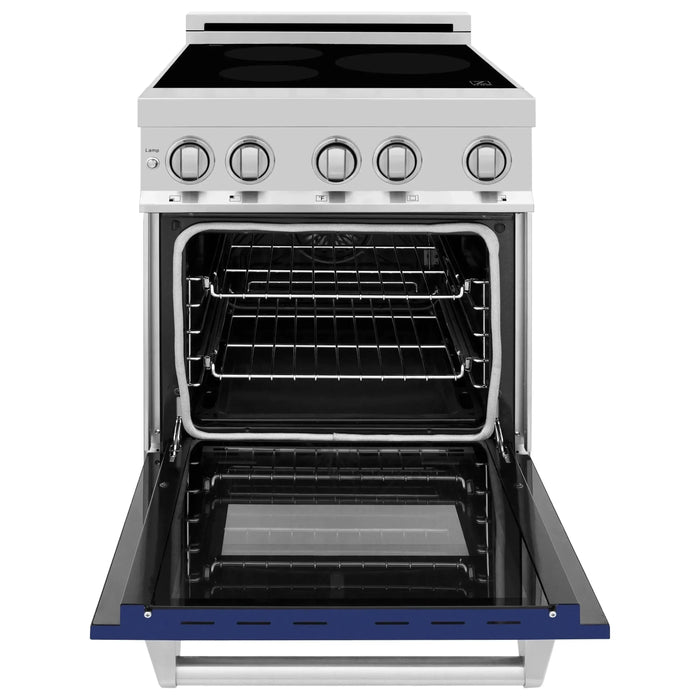 ZLINE 24 Inch 2.8 cu. ft. Induction Range with a 3 Element Stove and Electric Oven in Blue Gloss, RAIND-BG-24