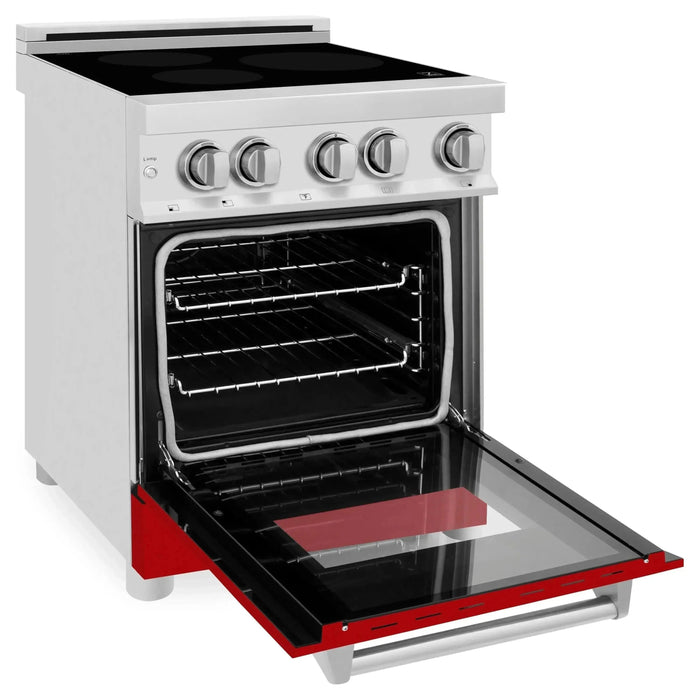 ZLINE 24 Inch 2.8 cu. ft. Induction Range with a 3 Element Stove and Electric Oven in Red Matte, RAIND-RM-24