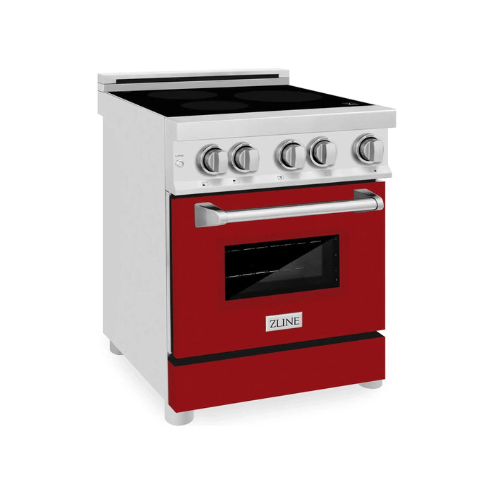 ZLINE 24 Inch 2.8 cu. ft. Induction Range with a 3 Element Stove and Electric Oven in Red Matte, RAIND-RM-24