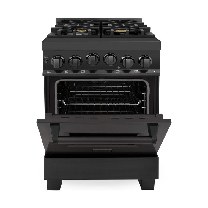 ZLINE 24-Inch 2.8 cu. ft. Range with Gas Stove and Gas Oven in Black Stainless Steel (RGB-BR-24)