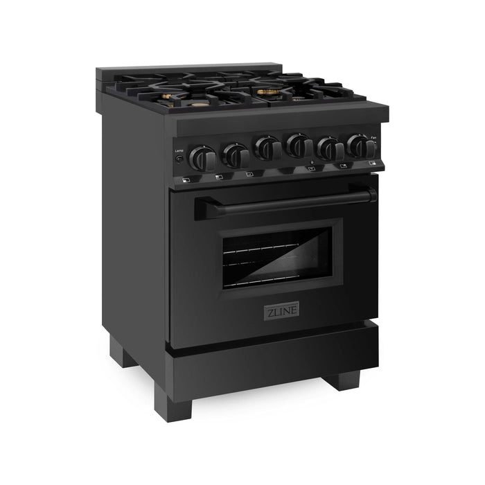 ZLINE 24-Inch 2.8 cu. ft. Range with Gas Stove and Gas Oven in Black Stainless Steel (RGB-BR-24)