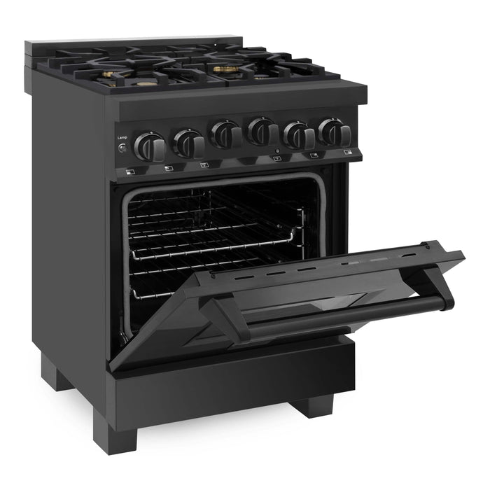 ZLINE 24-Inch 2.8 cu. ft. Range with Gas Stove and Gas Oven in Black Stainless Steel (RGB-BR-24)