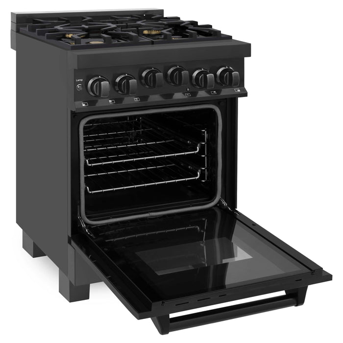 ZLINE 24-Inch 2.8 cu. ft. Range with Gas Stove and Gas Oven in Black Stainless Steel (RGB-BR-24)