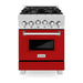 ZLINE 24 Inch 2.8 cu. ft. Range with Gas Stove and Gas Oven in DuraSnow® Stainless Steel and Red Matte Door, RGS-RM-24