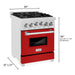 ZLINE 24 Inch 2.8 cu. ft. Range with Gas Stove and Gas Oven in DuraSnow® Stainless Steel and Red Matte Door, RGS-RM-24