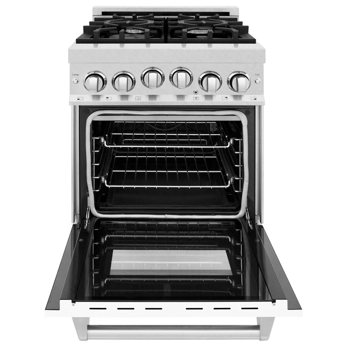 ZLINE 24 Inch 2.8 cu. ft. Range with Gas Stove and Gas Oven in DuraSnow® Stainless Steel and White Matte Door, RGS-WM-24