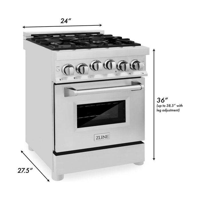 ZLINE 24 Inch 2.8 cu. ft. Range with Gas Stove and Gas Oven In Stainless Steel RG24