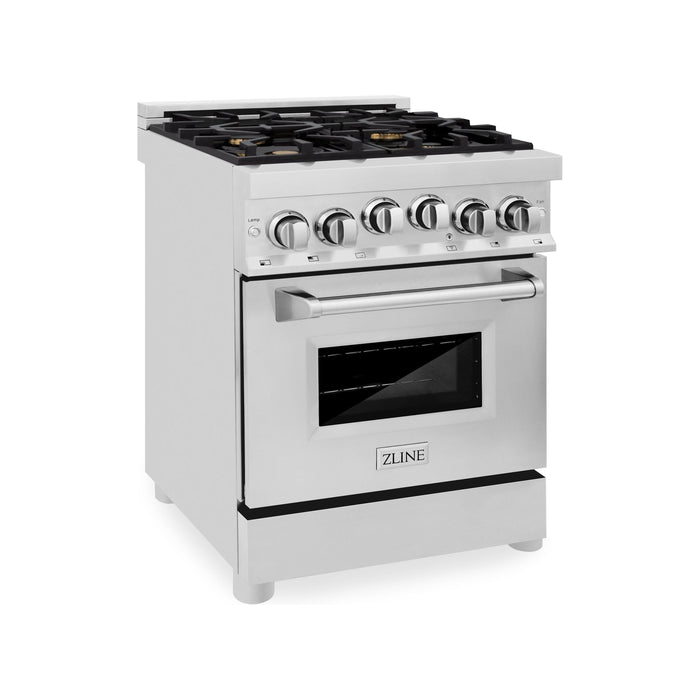 ZLINE 24 Inch 2.8 cu. ft. Range with Gas Stove and Gas Oven in Stainless Steel with Brass Burners RG-BR-24