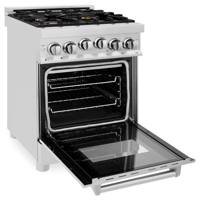 ZLINE 24 Inch 2.8 cu. ft. Range with Gas Stove and Gas Oven in Stainless Steel with Brass Burners RG-BR-24