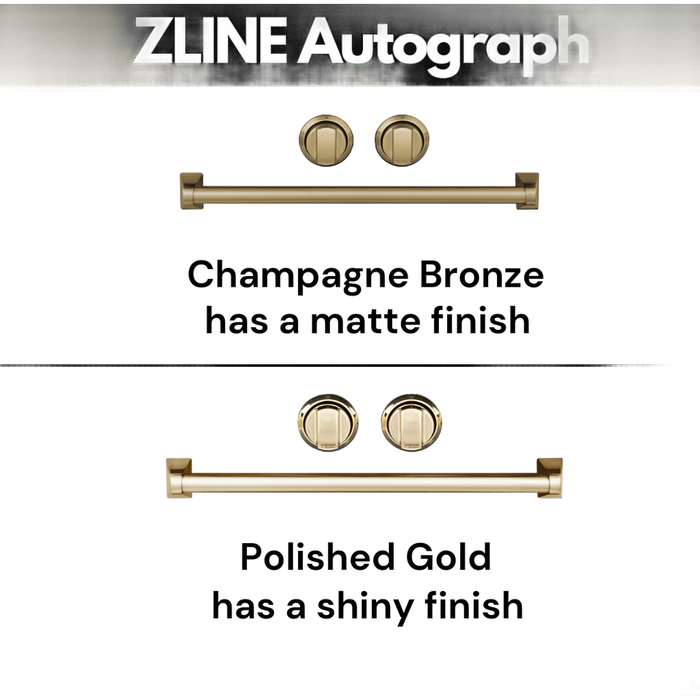 ZLINE 24 Inch Autograph Edition Dual Fuel Range In DuraSnow Stainless Steel with White Matte Door and Champagne Bronze Accents RASZ-WM-24-CB