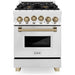 ZLINE 24 Inch Autograph Edition Gas Range in Stainless Steel with Champagne Bronze Accents, RGZ-24-CB