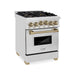 ZLINE 24 Inch Autograph Edition Gas Range in Stainless Steel with Champagne Bronze Accents, RGZ-24-CB