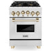 ZLINE 24 Inch Autograph Edition Gas Range in Stainless Steel with Gold Accents, RGZ-24-G