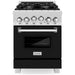 ZLINE 24 Inch Gas Range In DuraSnow Stainless Steel and Black Matte Door RGS-BLM-24