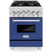 ZLINE 24 Inch Gas Range In DuraSnow Stainless Steel and Blue Matte Door RGS-BM-24