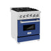 ZLINE 24 Inch Gas Range In DuraSnow Stainless Steel and Blue Matte Door RGS-BM-24