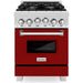 ZLINE 24 Inch Gas Range In DuraSnow Stainless Steel and Red Gloss Door RGS-RG-24