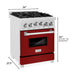 ZLINE 24 Inch Gas Range In DuraSnow Stainless Steel and Red Gloss Door RGS-RG-24