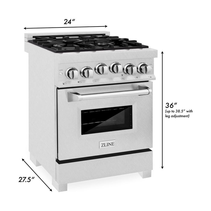 ZLINE 24 Inch Gas Range In DuraSnow Stainless Steel Range RGS-SN-24