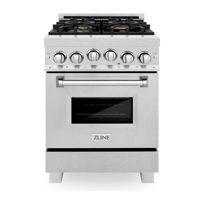 ZLINE 24 Inch Gas Range In DuraSnow Stainless Steel Range with Brass Burners RGS-SN-BR-24