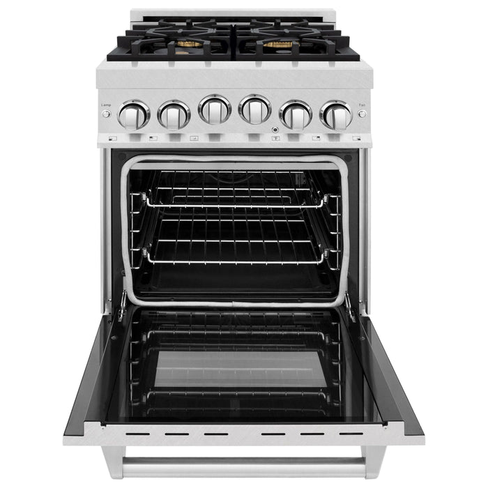 ZLINE 24 Inch Gas Range In DuraSnow Stainless Steel Range with Brass Burners RGS-SN-BR-24