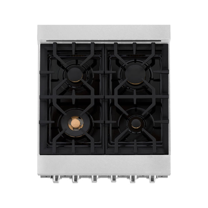 ZLINE 24 Inch Gas Range In DuraSnow Stainless Steel Range with Brass Burners RGS-SN-BR-24