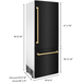 ZLINE 30" Autograph 16.1 cu. ft. Built-in Refrigerator with Internal Water and Ice Dispenser in Black Stainless Steel with Gold Accents, RBIVZ-BS-30-G