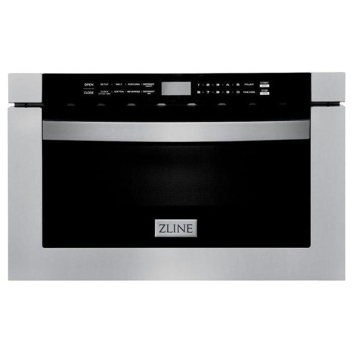 ZLINE 30 Gas Range, 30 Range Hood, Microwave Drawer and 3 Rack Dishwasher Appliance Package