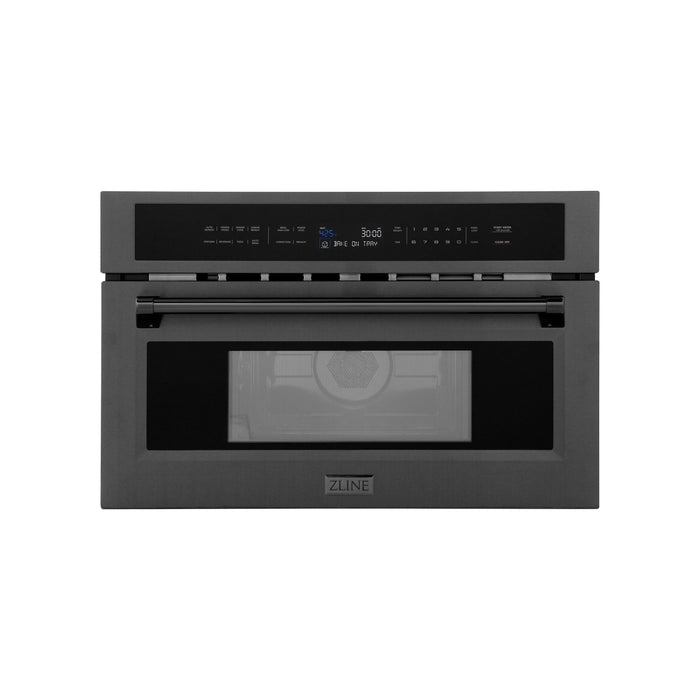 ZLINE 30 In. 1.55 cu ft. Built-in Convection Microwave Oven in Black Stainless Steel with Speed and Sensor Cooking, MWO-30-BS