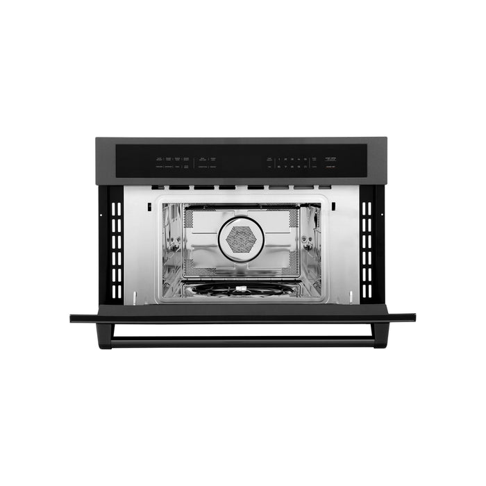 ZLINE 30 In. 1.55 cu ft. Built-in Convection Microwave Oven in Black Stainless Steel with Speed and Sensor Cooking, MWO-30-BS