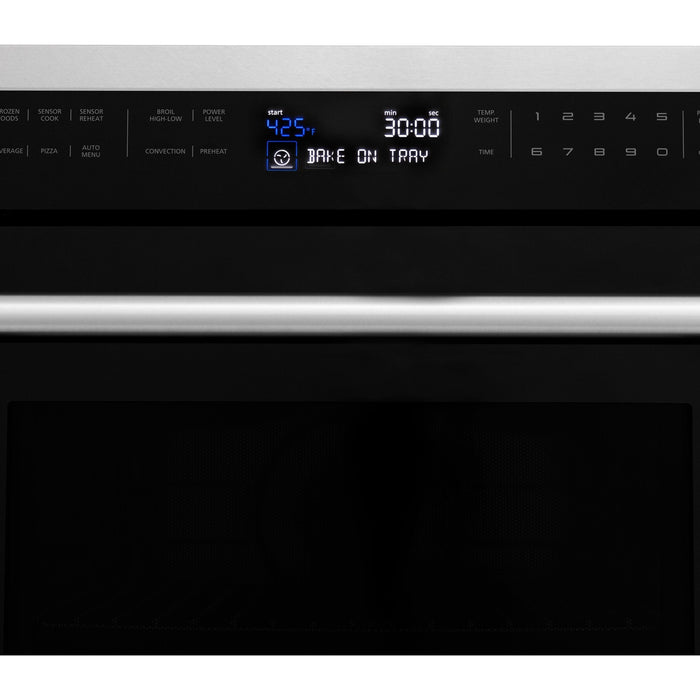 ZLINE 30 in. 1.6 cu. ft. Built-in Convection Microwave Oven in DuraSnow® Stainless Steel with Speed and Sensor Cooking, MWO-30-SS