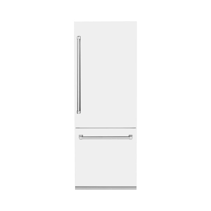 ZLINE 30 In. 16.1 cu. ft. Built-In Refrigerator with Internal Water and Ice Dispenser in White Matte, RBIV-WM-30