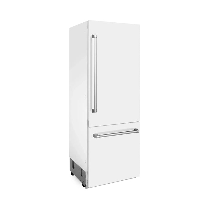 ZLINE 30 In. 16.1 cu. ft. Built-In Refrigerator with Internal Water and Ice Dispenser in White Matte, RBIV-WM-30