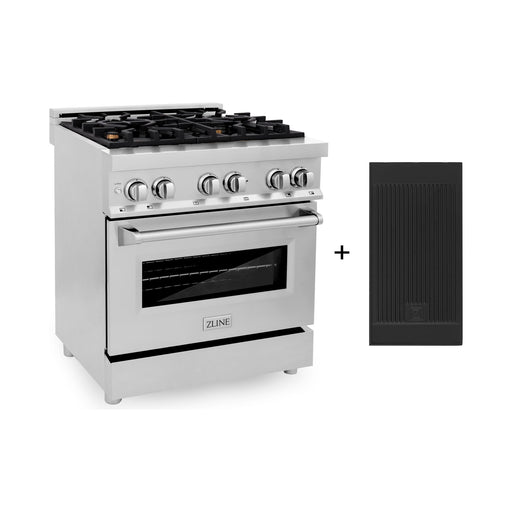 ZLINE 30 In. 4.0 cu. ft. Gas Burner, Electric Oven with Griddle and Brass Burners in Stainless Steel, RA-BR-GR-30