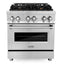 ZLINE 30 In. 4.0 cu. ft. Gas Burner, Electric Oven with Griddle and Brass Burners in Stainless Steel, RA-BR-GR-30