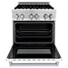 ZLINE 30 In. 4.0 cu. ft. Gas Burner, Electric Oven with Griddle and White Matte Door in Stainless Steel, RA-WM-GR-30