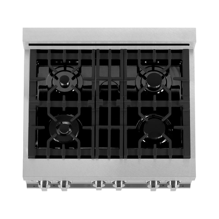 ZLINE 30 In. 4.0 cu. ft. Gas Burner, Electric Oven with Griddle in DuraSnow Stainless Steel, RAS-SN-GR-30