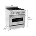 ZLINE 30 In. 4.0 cu. ft. Gas Burner, Electric Oven with Griddle in DuraSnow Stainless Steel, RAS-SN-GR-30