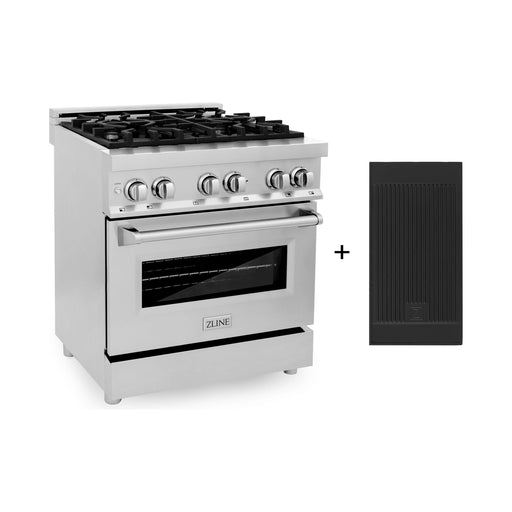 ZLINE 30 In. 4.0 cu. ft. Gas Burner, Electric Oven with Griddle in Stainless Steel, RA-GR-30